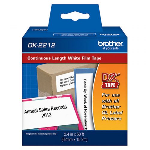 Brother 62mm (2 3/7") Black on White Continuous Length Film Label Tape (15m/50') (1/Pkg)