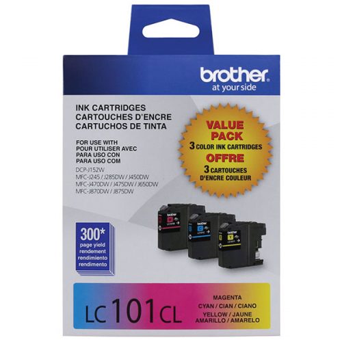 Brother C/M/Y Ink Cartridge Combo Pack (Includes OEM# LC101C LC101M LC101Y) (3 x 300 Yield)