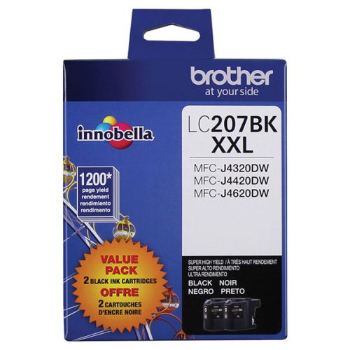 Brother Super High Yield Black Ink Cartridge Dual Pack (2 Pack of OEM# LC207BK) (2 x 1200 Yield)