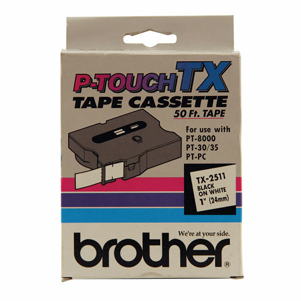 Brother 24mm (1") Black on White Laminated Tape (15m/50') (1/Pkg)