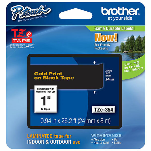 Brother 24mm (1") Gold on Black Laminated Tape (8m/26.2') (1/Pkg)
