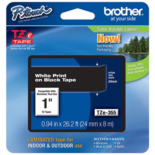 Brother 24mm (1") White on Black Laminated Tape (8m/26.2') (1/Pkg)