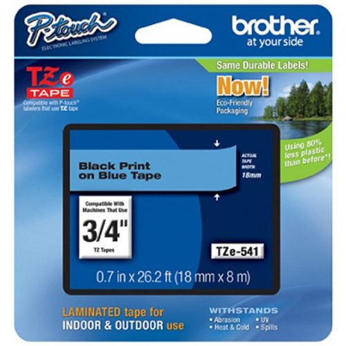 Brother 18mm (3/4") Black on Blue Laminated Tape (8m/26.2') (1/Pkg)