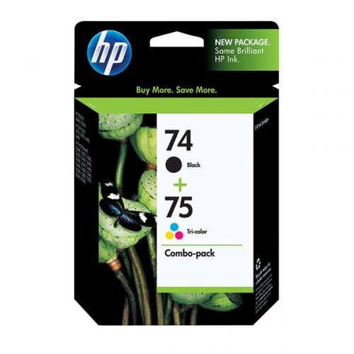 HP 74 Black/75 Tri-Color (CC659FN) 2-Pack Original Ink Cartridges (200 Black 170 Tri-Color Yield)