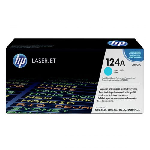 HP 124A (Q6001A) Cyan Original LaserJet Toner Cartridge (2000 Yield)