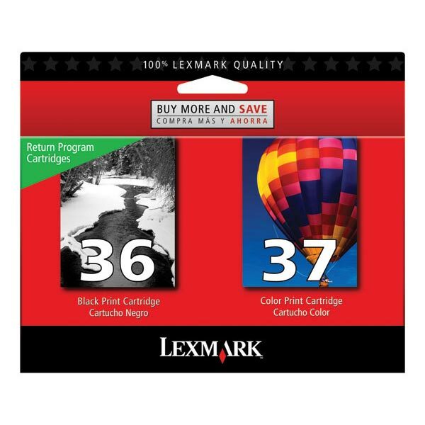 Lexmark (#36/#37) Black/Color Return Program Ink Cartridge Combo Pack (Includes 1 Each of OEM# 18C2130 18C2140) (175 150 Yield)