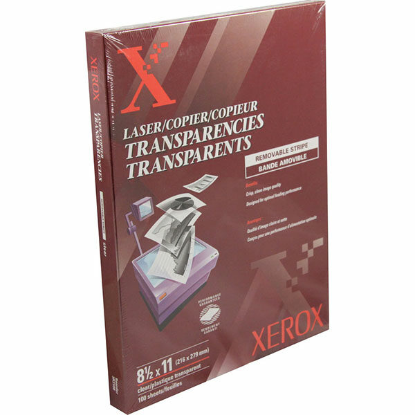 Xerox Removable Stripe Copier Transparencies Clear (8.5" x 11") (100 Sheets/Box)